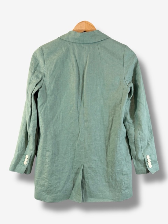 Madewell Larsen Blazer Green Linen XXS (2XS) One Button Jacket Preppy Academia - Picture 11 of 13